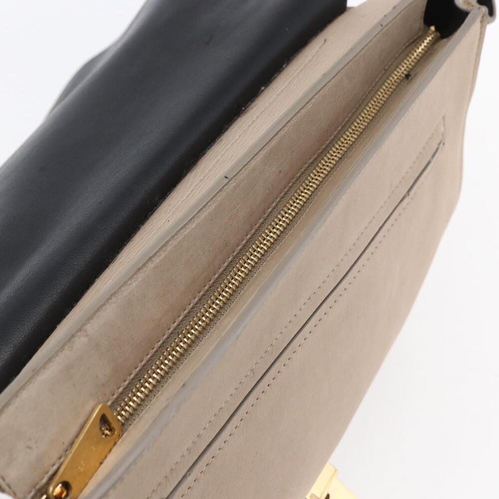CELINE Trapeze Hand Bag Leather 2way Beige Gold Auth bs30311 - Picture 10 of 16